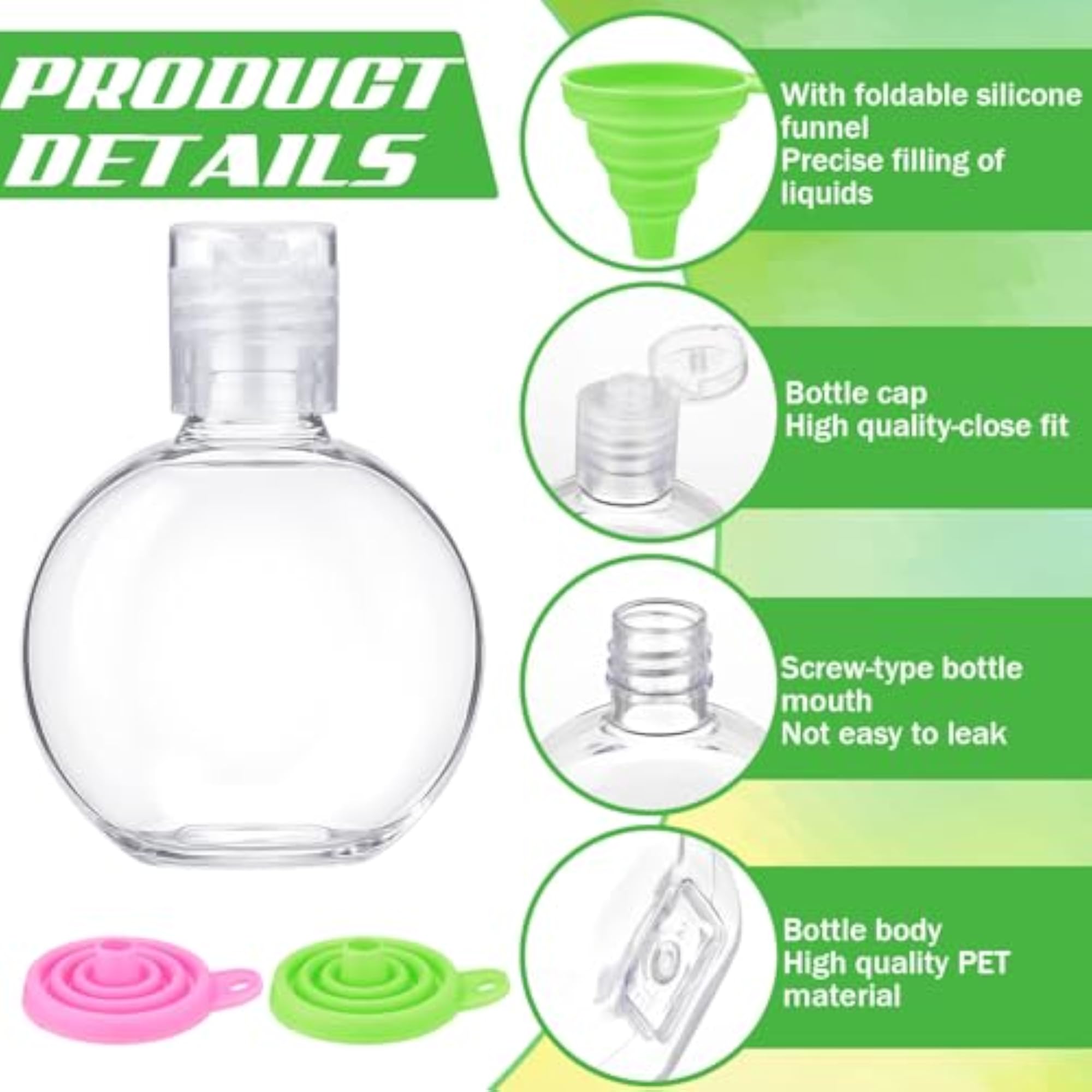 32 Pcs Travel Bottles Empty Hand Sanitizer Bottles with Keychain